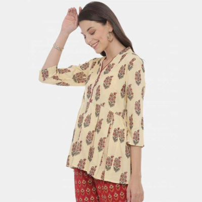 Neeru's 4.392E+109 Rayon Fabric Cream Tunic
