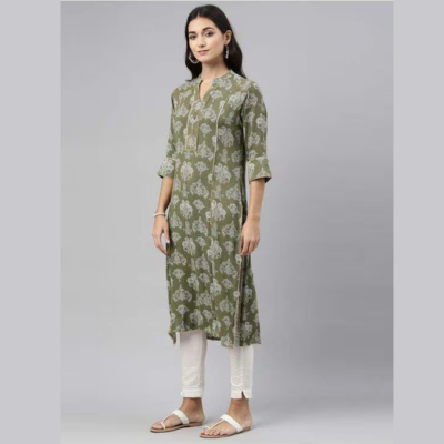 Neeru's 8004B89 Rayon Fabric Green Tunic