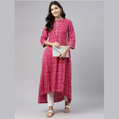 Neeru's NPM1340J Cotton Fabric Rani Pink Tunic