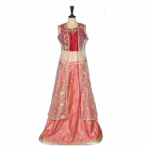 Maroon Neeru's Womens Fabric Ghagra Set